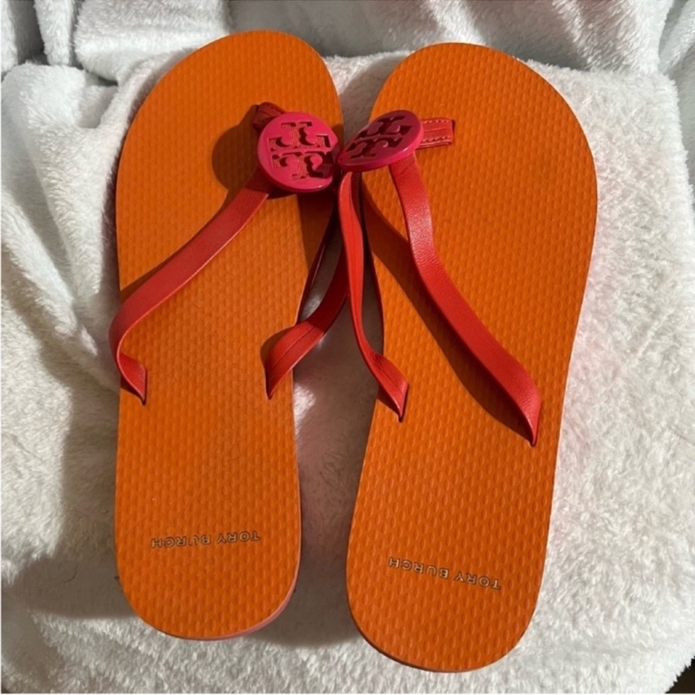 Orange Tory Burch Minnie Flip Flop